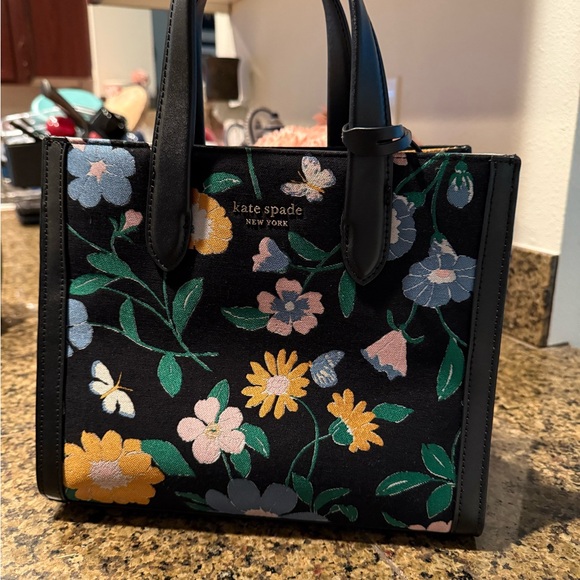 Kate Spade Black Floral Satchel - Picture 1 of 5